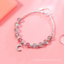 S925 Silver-Encrusted Moonstone Bracelet